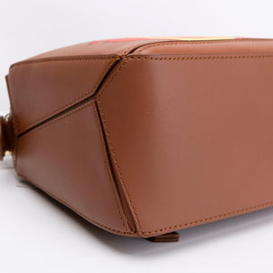 LOEWE X HOWL'S MOVING CASTLE SMALL CALCIFER PUZZLE BAG SATIN CALFSKIN TAN GHW