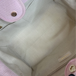 CHANEL DEAUVILLE TOTE BAG CANVAS PINK GHW