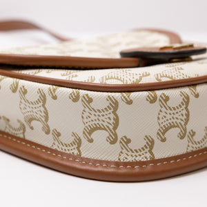 CELINE MINI BESACE TRIOMPHE CANVAS/ CALFSKIN WHITE GHW
