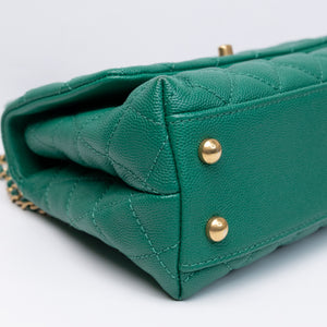 CHANEL SMALL COCO HANDLE CAVIAR GREEN LGHW