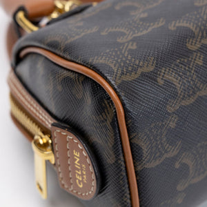 CELINE MINI BOSTON BAG TRIOMPHE CANVAS / CALFSKIN TAN GHW