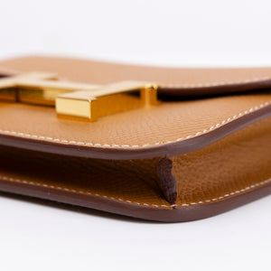 HERMES CONSTANCE SLIM EPSOM GOLD GHW STAMP W
