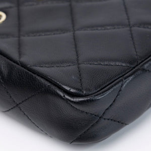 CHANEL QUILTED SUPER MINI TOTE WITH CHAIN BLACK LAMBSKIN LGHW