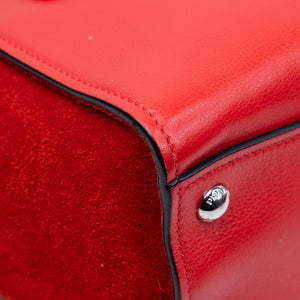 PRADA SMALL GLACE CALFSKIN LEATHER TWIN POCKET SATCHEL RED SHW