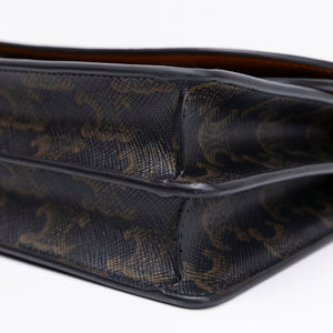 CELINE DOUBLE FLAP TRIOMPHE CANVAS WALLET ON STRAP GHW