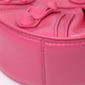 BALENCIAGA LE CAGOLE XS PINK POLISHED LAMBSKIN LEATHER PINK HARDWARE