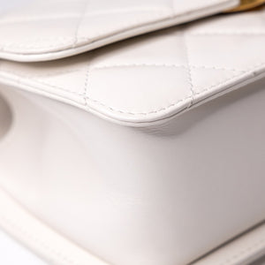 CHANEL 24C GOLD CRUSH MINI FLAP BAG WHITE CALFSKIN GHW (MICROCHIP)