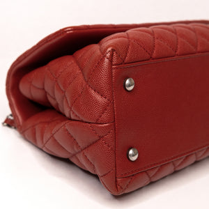 CHANEL MEDIUM COCO HANDLE FLAP BAG RED CAVIAR LEATHER SHW