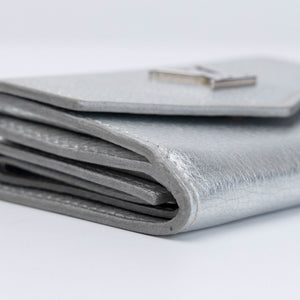 LOUIS VUITTON LOCK MINI TRIFOLD WALLET SILVER LEATHER SHW (MICROCHIP)