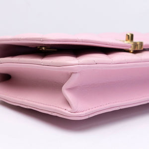 CHANEL 24S TOP HANDLE WALLET ON CHAIN PINK LAMBSKIN GHW