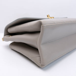 CHANEL COCO LUXE FLAP BAG GREY LAMBSKIN LEATHER GHW