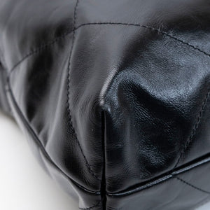 CHANEL MEDIUM 22 BAG SHINY CALFSKIN BLACK GHW (MICROCHIP)