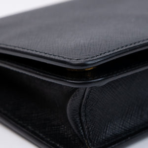 PRADA WALLET ON CHAIN SAFFIANO LEATHER BLACK GHW