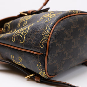 CELINE MINI BACKPACK FOLCO TRIOMPHE CANVAS / CALFSKIN BLACK GHW