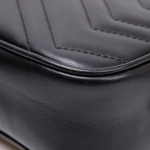 GUCCI GG MARMONT SMALL MATELASSE SHOULDER BAG BLACK CALFSKIN LEATHER GHW