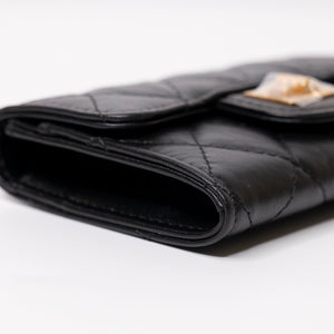 CHANEL 2.55 REISSUE FLAP CARD HOLDER BLACK CALFSKIN GHW