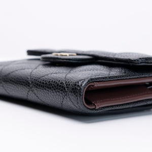 CHANEL SMALL CLASSIC FLAP WALLET BLACK CAVIAR GHW (MICROCHIP)