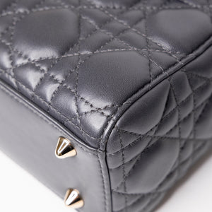CHRISTIAN DIOR MY ABC DIOR SMALL LADY DIOR LAMBSKIN DARK GREY GHW
