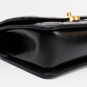 CHANEL GOLD CRUSH SMALL FLAP BAG BLACK CALFSKIN GHW (MICROCHIP)