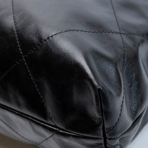 CHANEL MEDIUM 22 BAG SHINY CALFSKIN BLACK GHW (MICROCHIP)