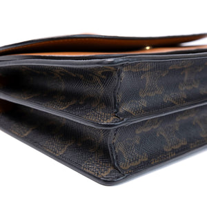 CELINE DOUBLE FLAP TRIOMPHE CANVAS WALLET ON STRAP GHW