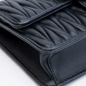 MIUMIU CRYSTAL MATELASSE LEATHER TOP HANDLE BAG BLACK SHW