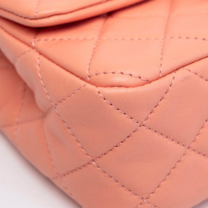 CHANEL 23C PEARL CRUSH MINI RECTANGULAR FLAP CORAL LAMBSKIN  LEATHER GHW (MICROCHIP)