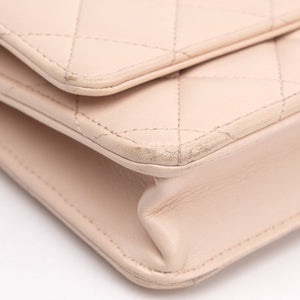 CHANEL PEARL CRUSH WALLET ON CHAIN LIGHT PINK LAMBSKIN GHW (MICROCHIP)