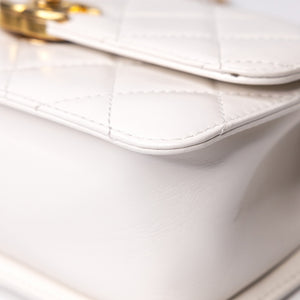 CHANEL 24C GOLD CRUSH MINI FLAP BAG WHITE CALFSKIN GHW (MICROCHIP)