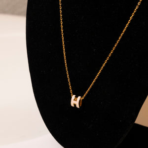 HERMES MINI POP H NECKLACE ROSE DEAGEE GHW
