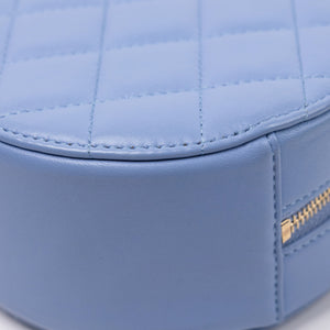 CHANEL ROUND CLUTCH BLUE LAMBSKIN LEATHER GHW