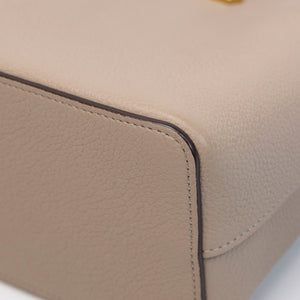 LOUIS VUITTON NANO LOCKME BUCKET BEIGE CALFSKIN LEATHER GHW (MICROCHIP)