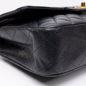 CHANEL MEDIUM CLASSIC DOUBLE FLAP BAG BLACK CAVIAR LEATHER GHW (MICROCHIP)