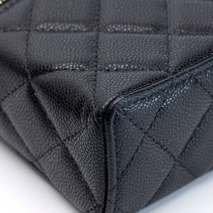 CHANEL TOP HANDLE SLIM VANITY WITH CHAIN BAG BLACK CAVIAR LGHW