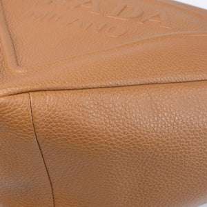 PRADA LARGE TRIANGLE LEATHER BAG CARAMEL SHW