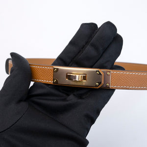 HERMES KELLY 18 BELT GOLD GHW STAMP W
