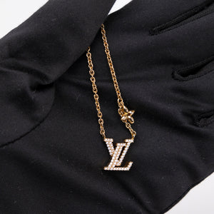 LOUIS VUITTON METAL CRYSTAL LV ICONIC NECKLACE GOLD