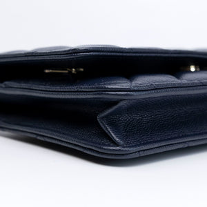 CHANEL CLASSIC WALLET ON CHAIN CAVIAR NAVY GHW (MICROCHIP)
