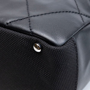 CHANEL SMALL QUILTED COATED CANVAS PARIS BIARRITZ TOTE BAG BLACK SHW