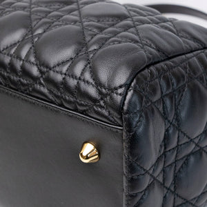 CHRISTIAN DIOR SOFT SHOPPING TOTE BLACK CANNAGE QUILTED LAMBSKIN GHW