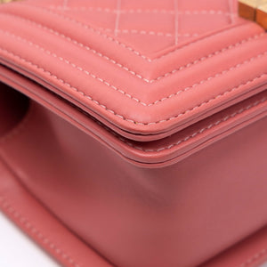 CHANEL SMALL LE BOY BAG PINK LAMBSKIN LEATHER GHW