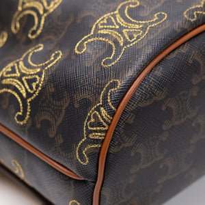 CELINE MINI BACKPACK FOLCO TRIOMPHE CANVAS / CALFSKIN BLACK GHW