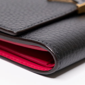 LOUIS VUITTON CAPUCINES COMPACT WALLET BLACK LEATHER GHW