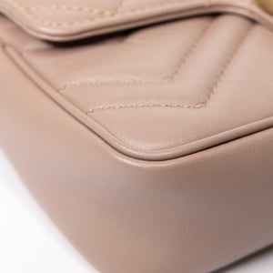 GUCCI MARMONT SMALL SHOULDER BAG BEIGE LEATHER GHW