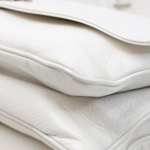 BALENCIAGA SOFT FLAP BAG WHITE CALFSKIN LEATHER SHW