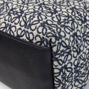 LOEWE CUBI ANAGRAM BAG JACQUARD CANVAS NAVY / BLACK GHW