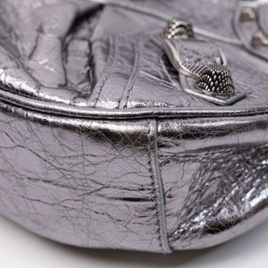 BALENCIAGA LE CAGOLE XS SHOULDER BAG ARENA CRACKED LAMBSKIN GREY SHW