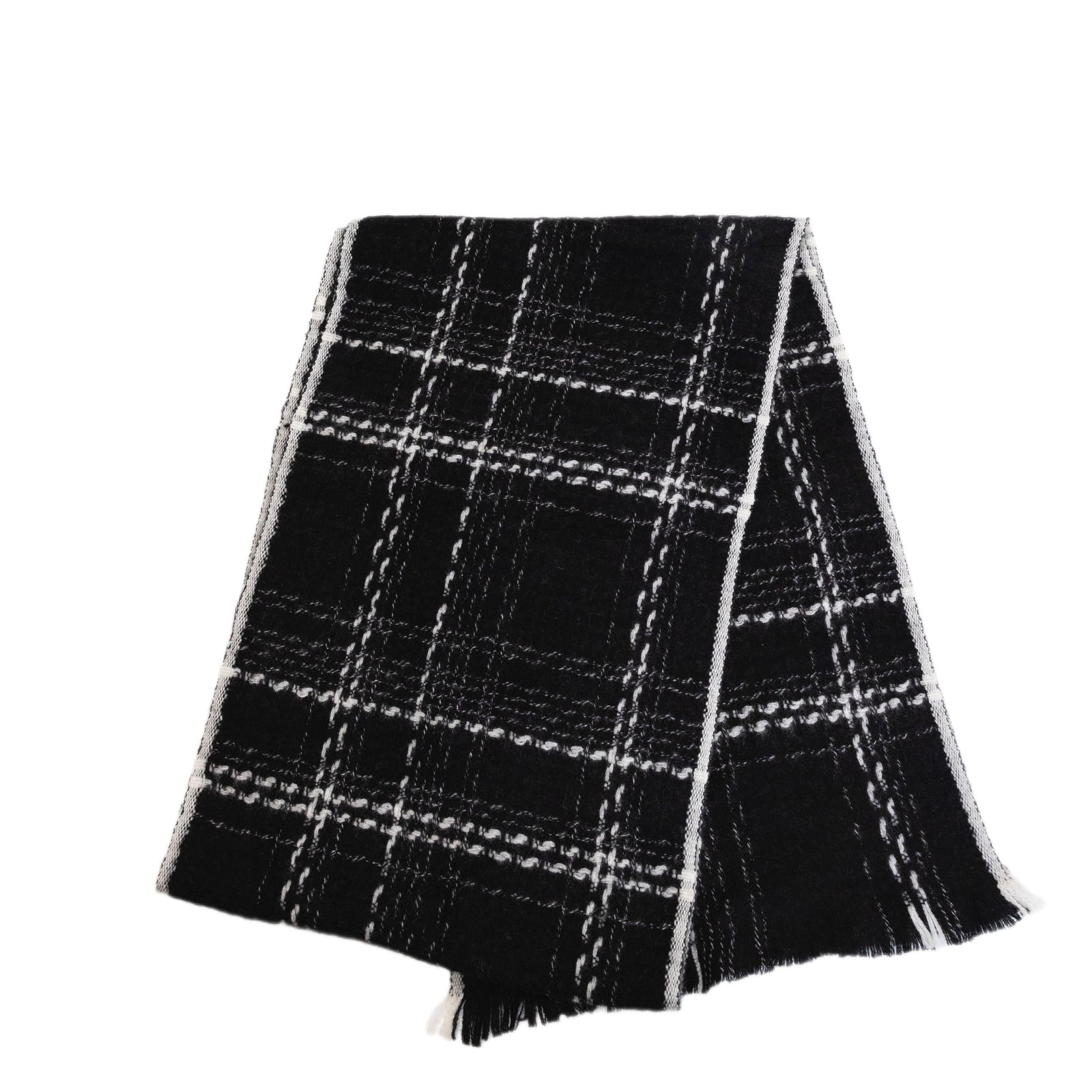 CHANEL BLACK & WHITE CASHMERE SCARF