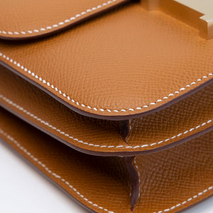 HERMES MINI CONSTANCE EPSOM GOLD GHW STAMP K