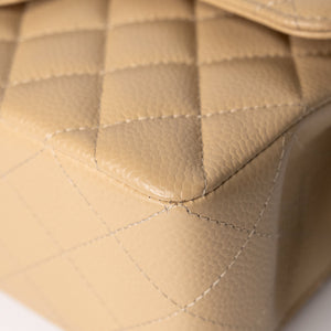 CHANEL CLASSIC FLAP MEDIUM BEIGE CAVIAR LEATHER GHW (MICROCHIP)